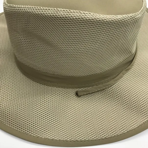 fashion mesh leisure fishing summer bucket hat with string