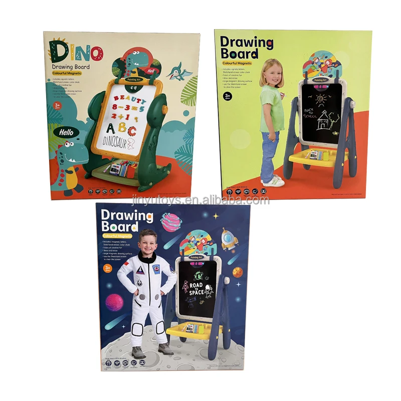 Kids Magnetic Chalk Painting Stand Easel Painting Toys for Toddler Birthday Holiday Gift Double Sided Drawing Doodle Board Set