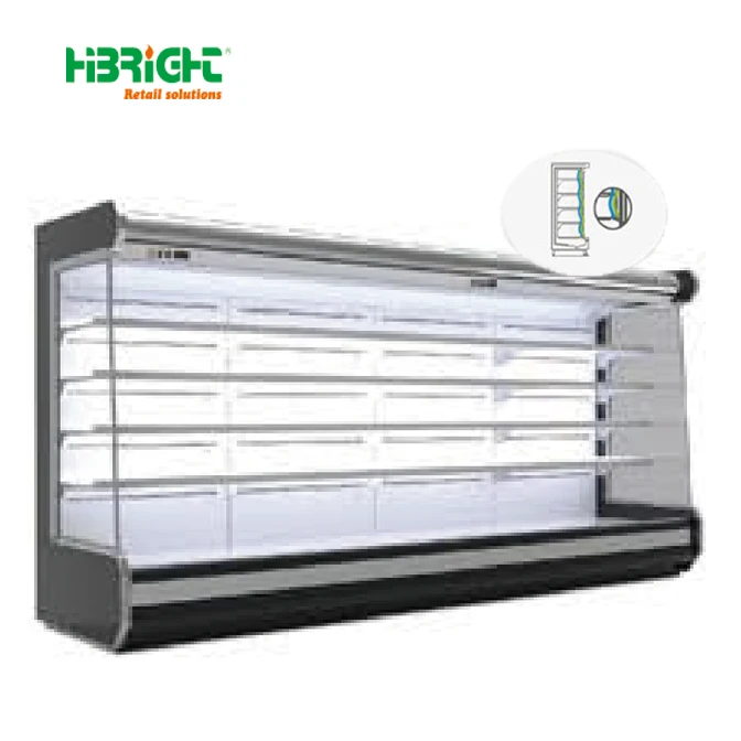 Remote front glass Narrow Multidecks Open Chiller Refrigerators for Supermarket Display Fridges Refrigeration Equipment