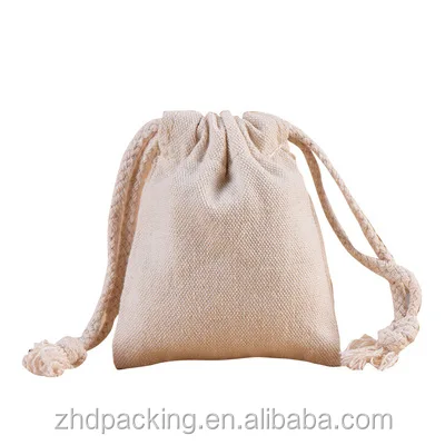 
Multiple size custom pure white cotton original linen drawstring packaging bag 