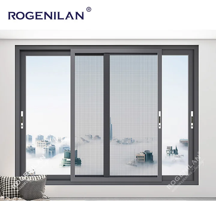 Factory Minimalist Design Thermal Break Hurricaneproof Aluminum Window Villa Interior Tempered Glass Sliding Aluminum Window