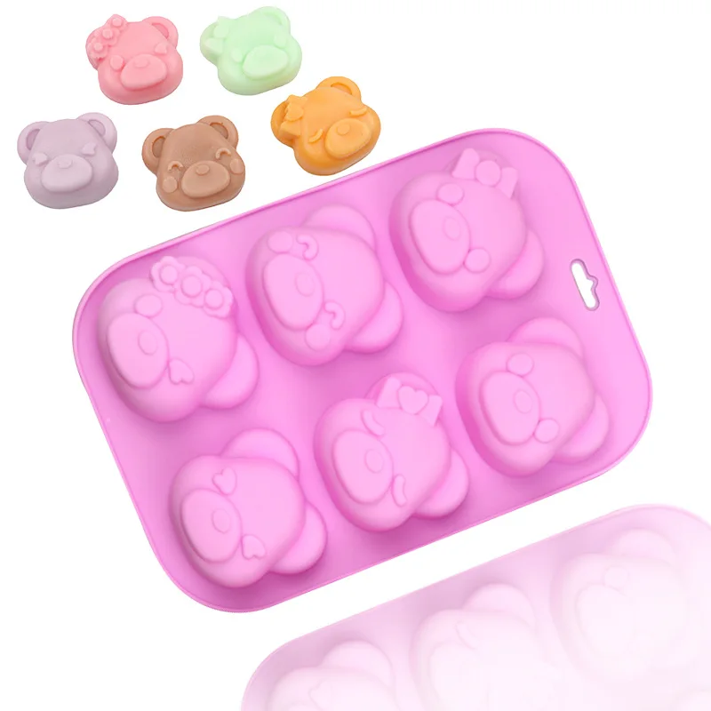 Силиконовая форма для торта с 6 полостями силиконовая шоколада мыла мультяшным медведем