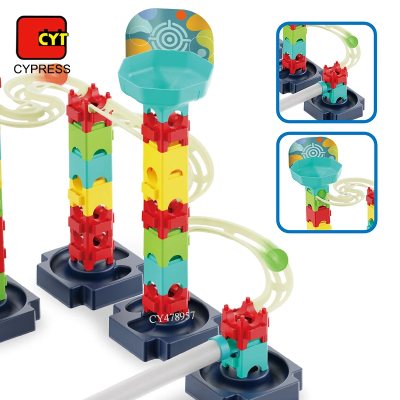 Marble Run Ejection Ball Race Track Rolling Game 58 PCS Marble Maze Building Block Toys Educational Toys