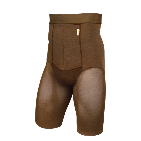Quick ship Collectible Breathable LYCRA Knitted Brown Skinny Office wear Full Long Girdle For Mens