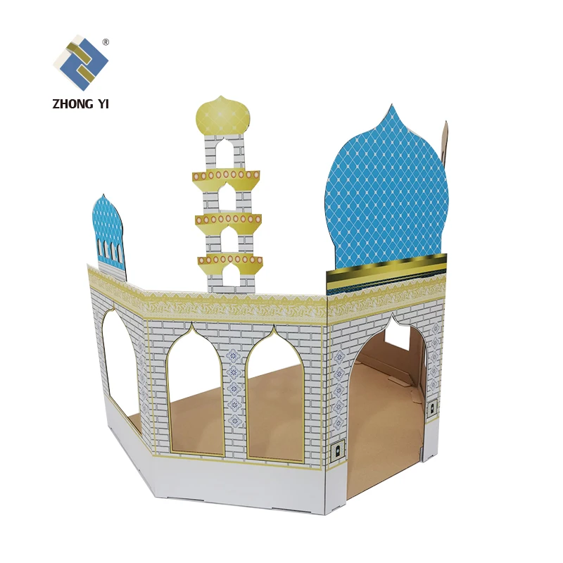 Custom Design Pretend House Pretend City Indoor Playground Kids Role Cardboard Mosque Playhouse
