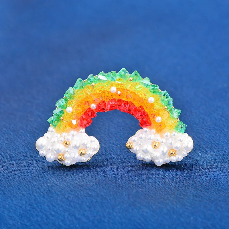 XILIANGFEIZI Japanese Cartoon Freshwater Pearl Cloud Zircon Rainbow Brooch Feminine Personality Clothing Pin