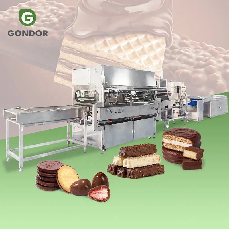 Professional Half Dressing 5 Beck Lab Wafer Stick Chocolate Belt Line Coating Enrobe Machine for Biscuits