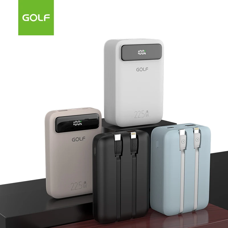 Wholesale Portable PD 20W Quick Charge Support Lithium Battery Charger Built In Cable LCD Display Portable Power Bank 10000mAh