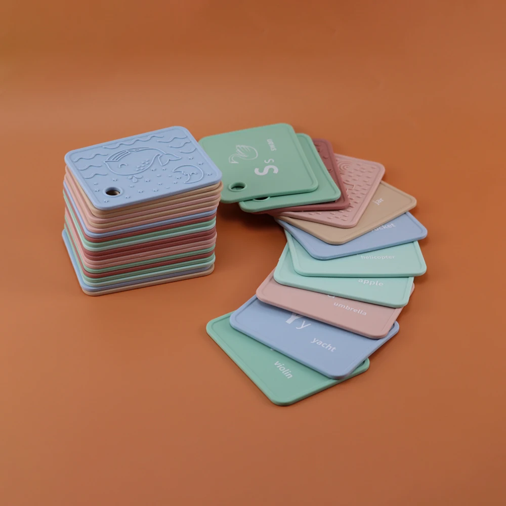 BPA free A to Z Alphabet Cards Toddler Letter Card Silicone Flash Card Learning For Kids Educational
