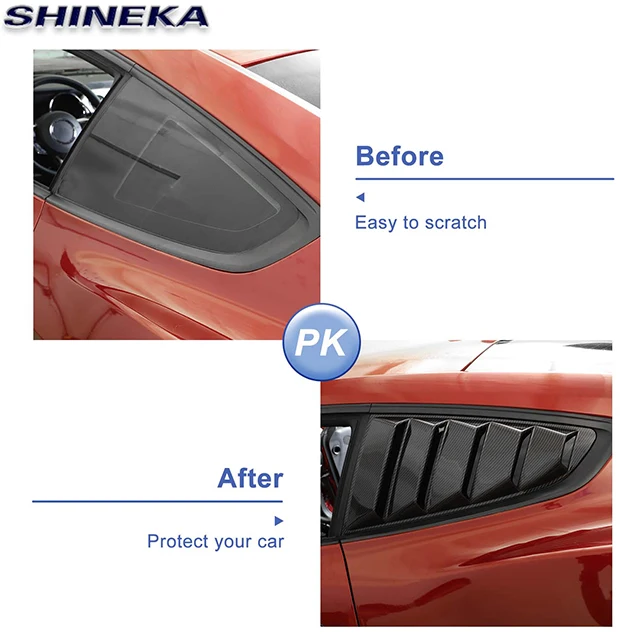 Car Exterior Accessories Fashion Rear Window Louvers Vent Blinds for Ford Mustang 2015+