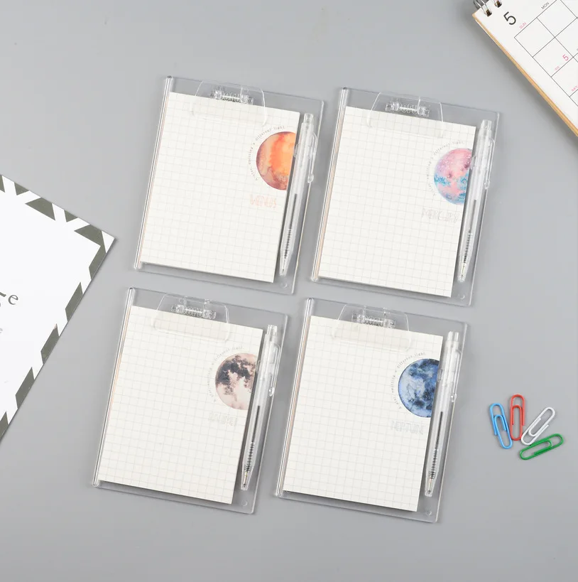 Simple Notebook Message Board Clip with Pen Convenient Stationery for Loose Leaf Note Taking