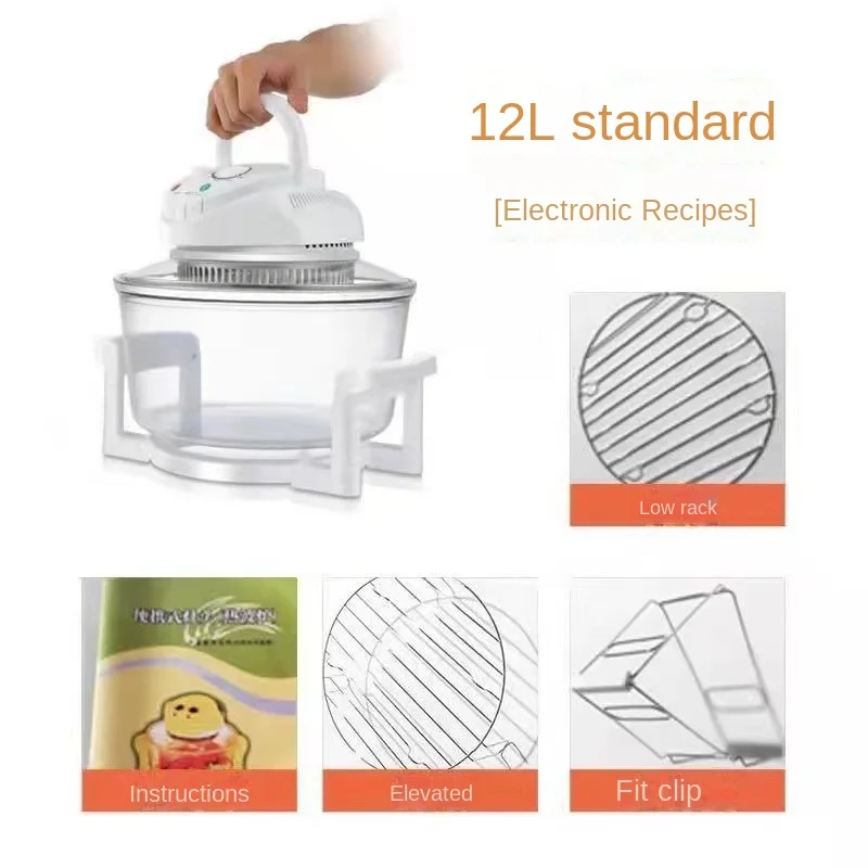 Large Capacity Transparent Glass Light Wave Oven Electric Household Furnace 1 Year US Plug Plastic Material Manufactured