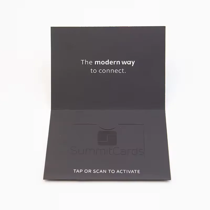 Custom Logo UV Printing Business VIP Credit Card Foldable Gift Box Black Cardboard Envelope Packaging Box