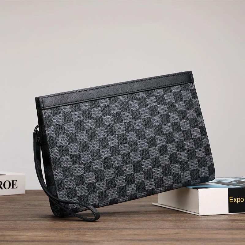 Custom Man Luxury Leather Clutch Envelope Wallet Waterproof Zipper Handbag For Man