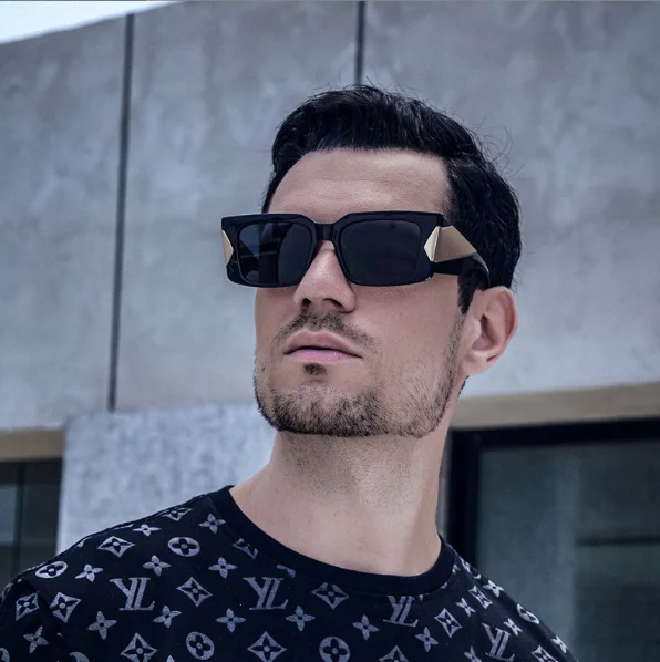 Retro fashionable unisex square  narrow frame wide leg uv400 sunglasses women high quality fashion men custom logo sun glasses