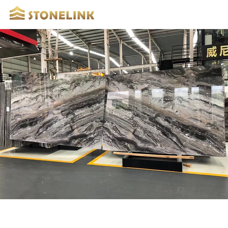 Italian natural marble Luxury Italian Polished Venice Brown Marble  Slab  Fantasy Venice Brown Marble Slabs bookmatched