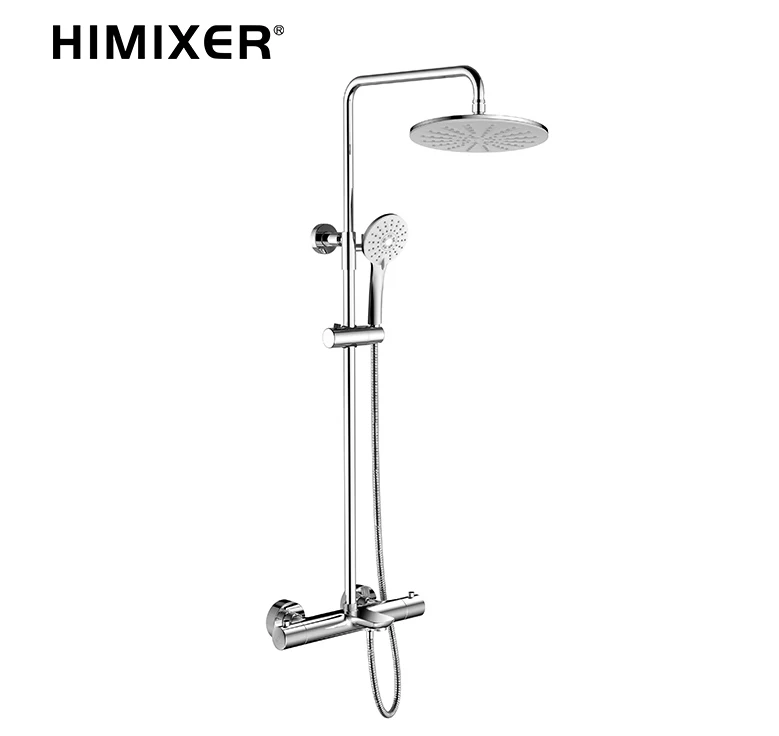 HIMIXER hot sell chrome thermostatic faucet shower mixer faucet double handle  brass bathroom rainfall bath & shower faucet set