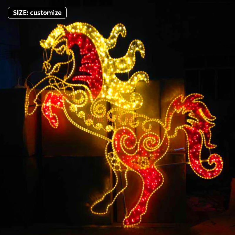 Custom Design Christmas Outdoor Light Show Street Motif Deer Motif Light Outdoor Christmas Decoration Carriage Motif Lights