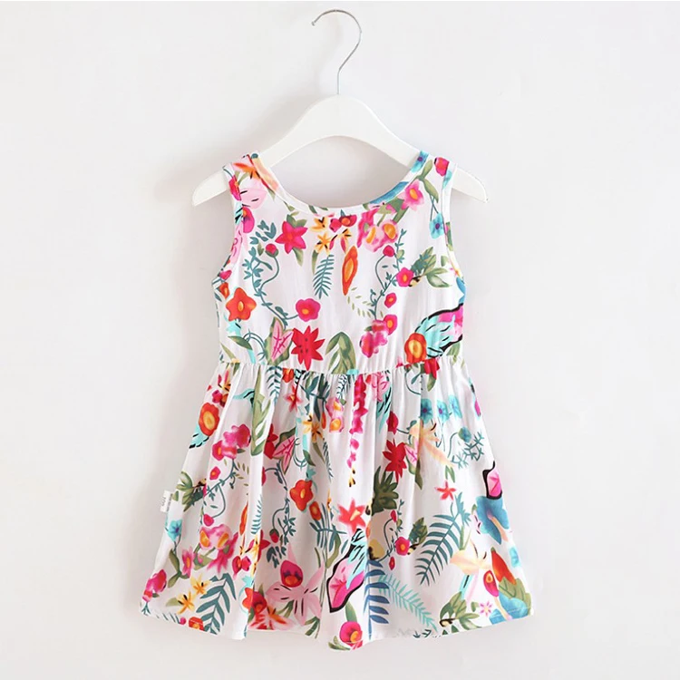 
Modern Boutique Vintage Korean Style Printing Sleeveless Baby Gown Dress for 3 Years Old Baby 
