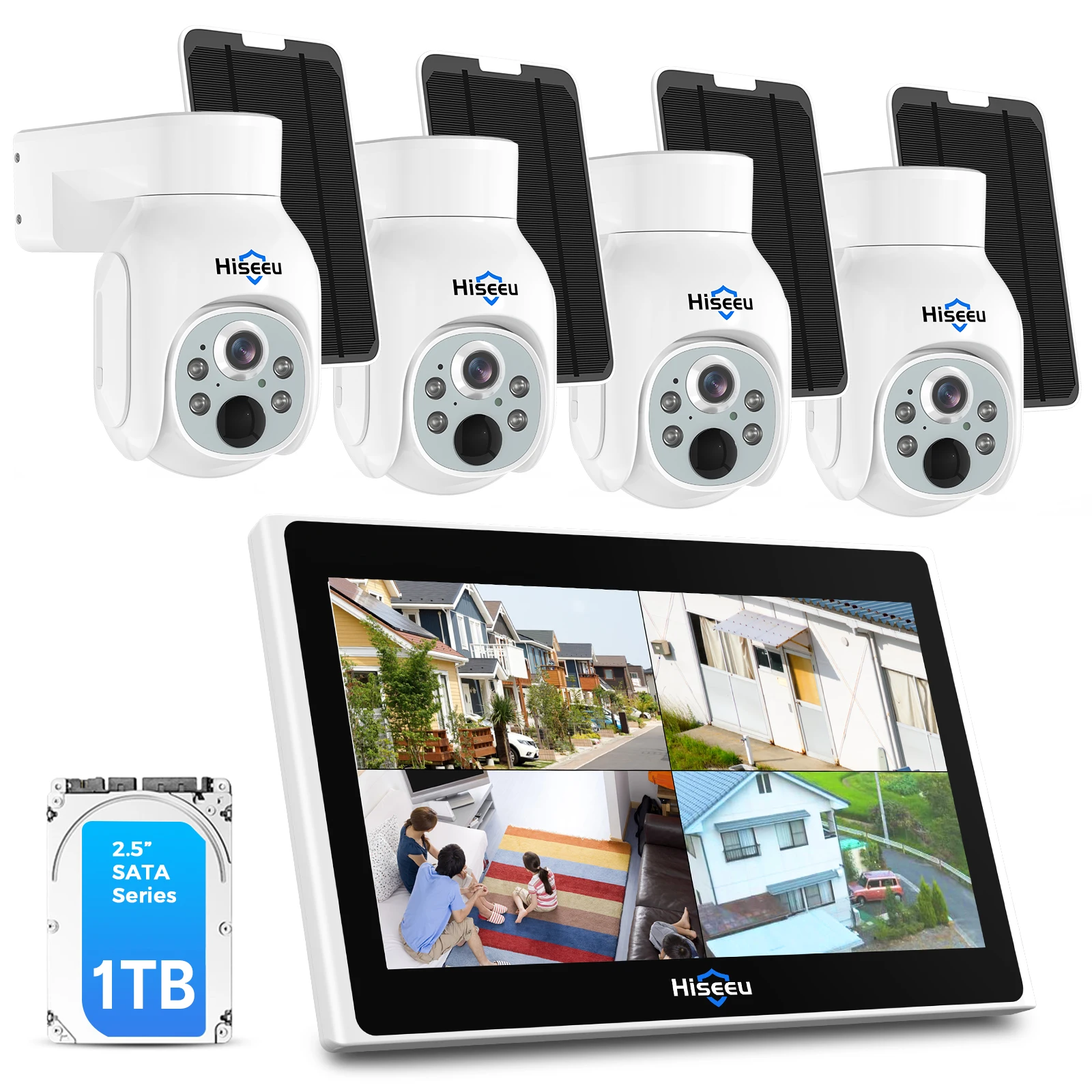 face detection 4MP IP cctv kit Full color night vision wireless surveillance security camera solar system
