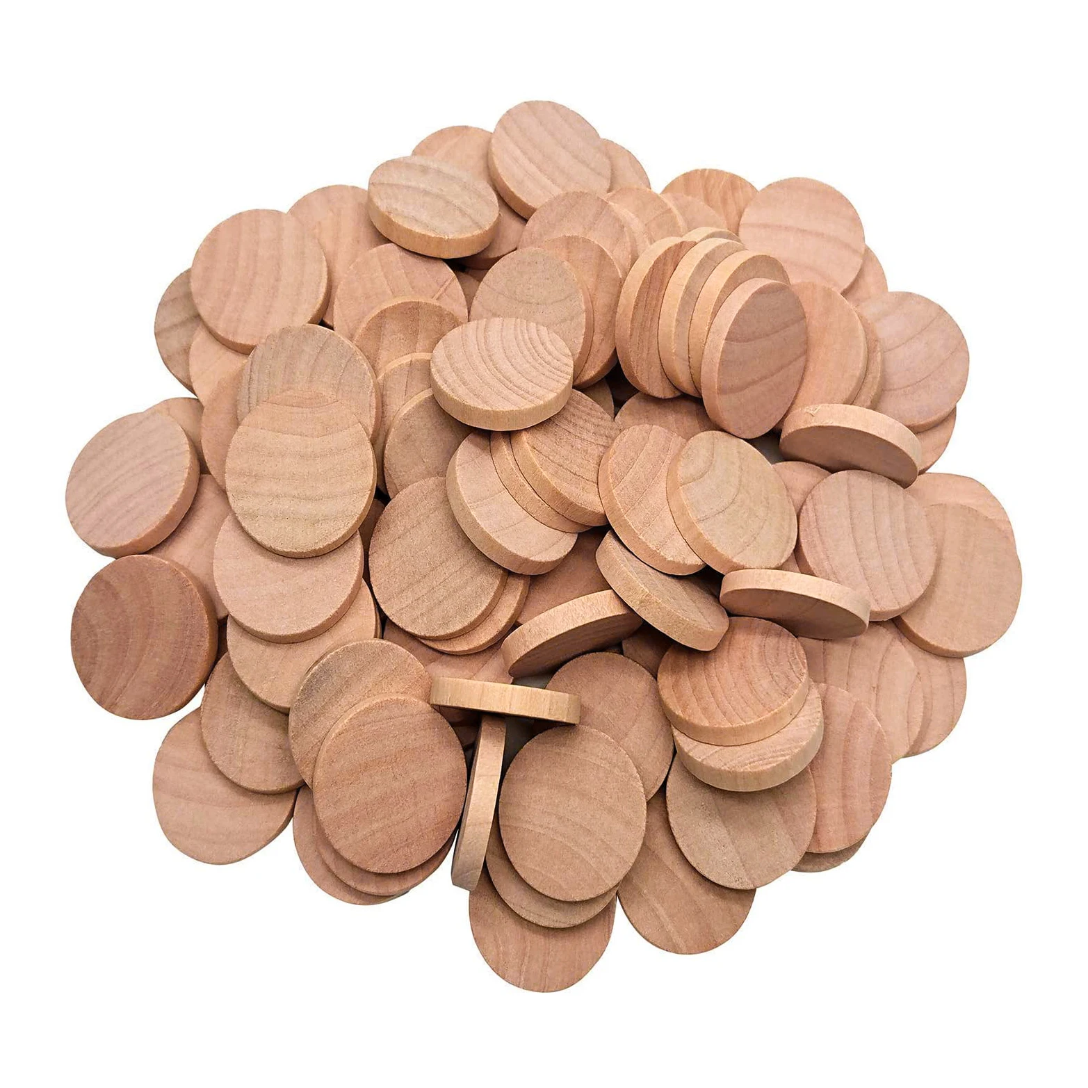 Необработанные круглые деревянные монеты 1 дюйм для художественных и ремесленных проектов, настольные части, украшения, 60 шт. в упаковке