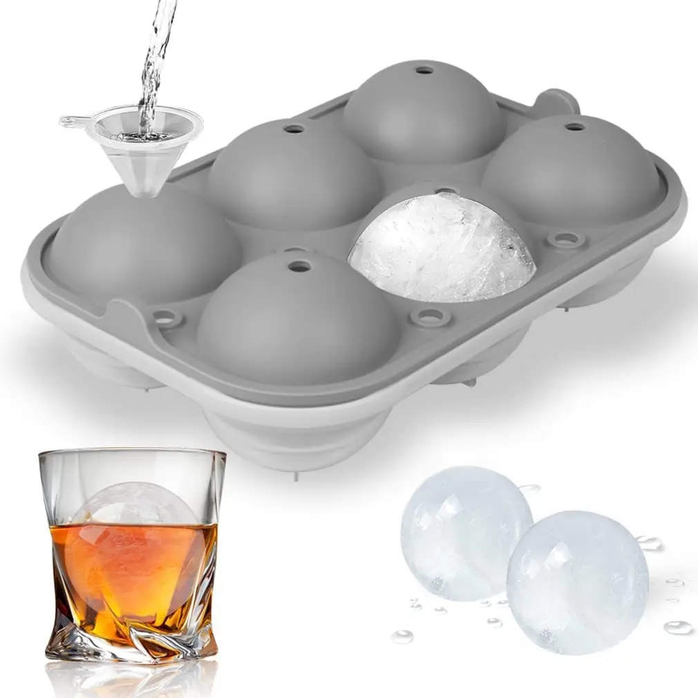 Wholesale Bar Ice Hockey Machine Silicone Food Grade Ice Ball Make Mold 6 Grids