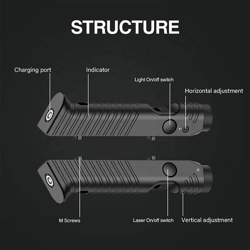 Bright Tactical Light 1450 Lumens Tactical Flashlight with Green Beam Magnetic Rechargeable Beam Light Combo