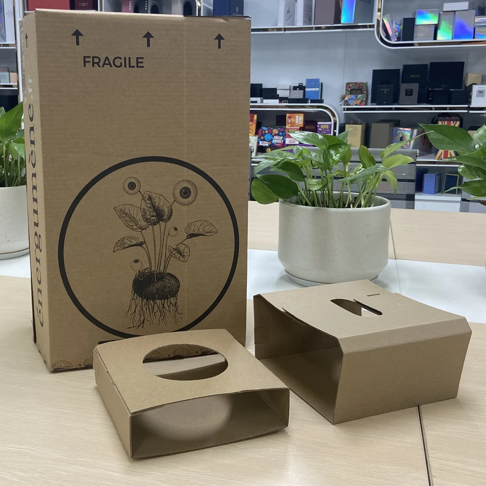 Wholesale Custom Made Tuck up Corrugated Farm Potted Flower Mint Small Pots Plant Packaging Shipping Box