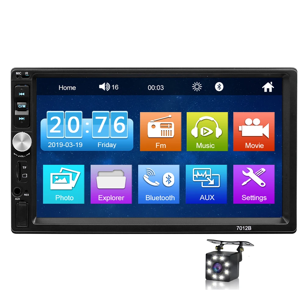 China manufacturer of auto electronics universal 7 inch double din car radio mp5 player with mirror link +rear view camera