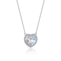 Amazon Best Selling High Quality Jewelry 925 Sterling Silver Austria Crystal Blue Ocean Heart Love Necklace for Girlfriend