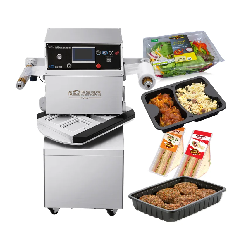 semi automatic nitrogen flush vacuum packing machine food boxes tray sealer nitrogen purging new design