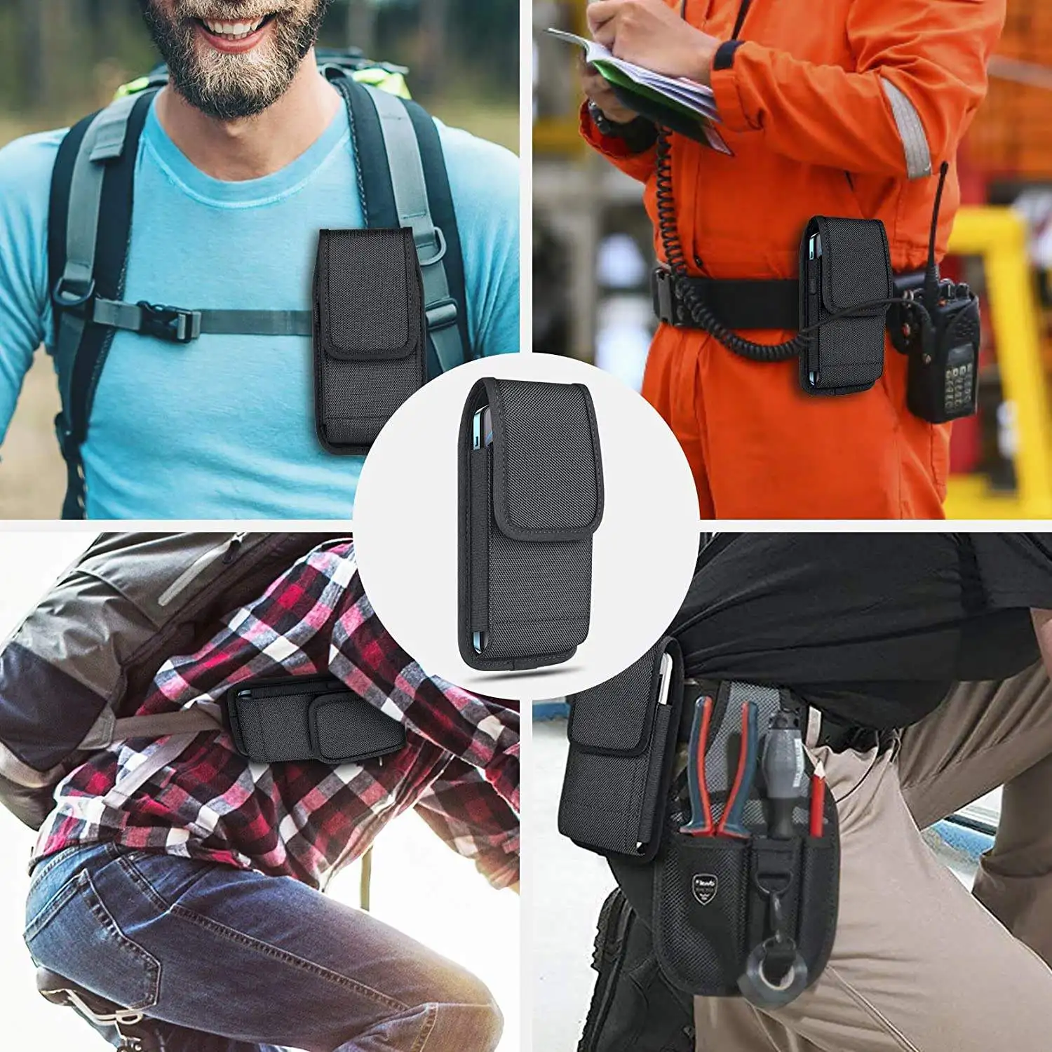 Custom 600D Belt Clip Cell Phone Bags Tactical Phone Holster Carrying Case for Outdoor Sports Running Waist Bags Phone Pouch