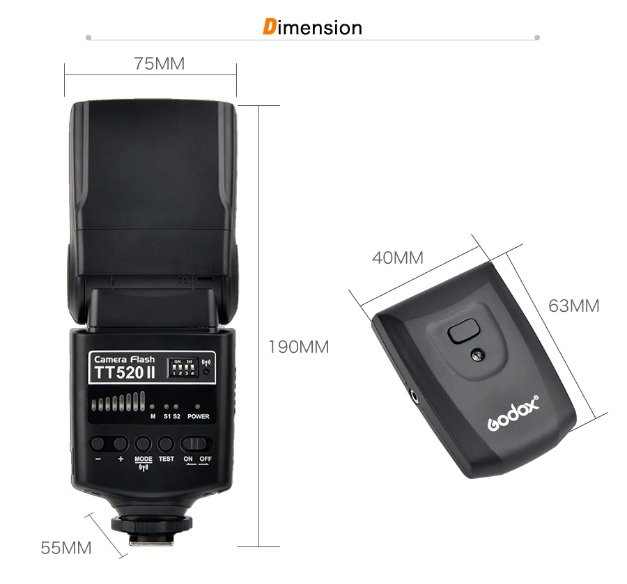 Вспышка для камеры Godox Thinklite TT520II со встроенным беспроводным сигналом 433 МГц цифровых зеркальных камер Canon Nikon Pentax Sony Fuji