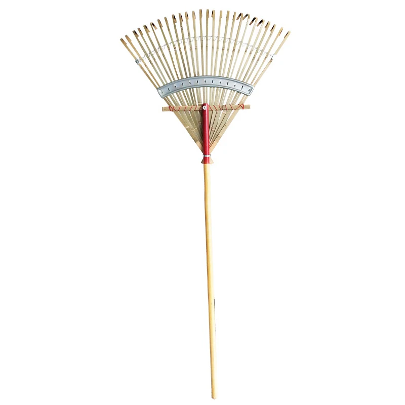 26 Teeth Bamboo Rake Lawn rake steel frame Wooden handle