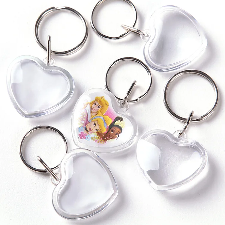 Promotional Photo Keychain Heart Shaped Key Ring Custom Frames Insert Clear Blank Picture Acrylic Keychain