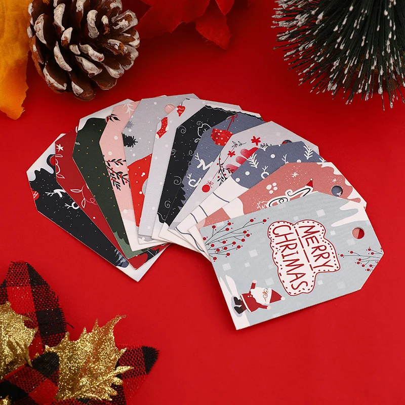 FSC Christmas Greeting Card Factory Custom Print FSC Color Cartoon Merry Christmas Blessing Swing Hangtag Christmas Gift Card