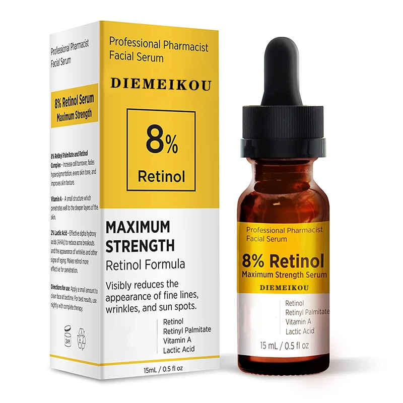8% Retinol Vitamin A Lactic Acid NO parabens Facial Serum wrinkles and sun spots Skin Care Serum Retinol Serum (1600466078250)
