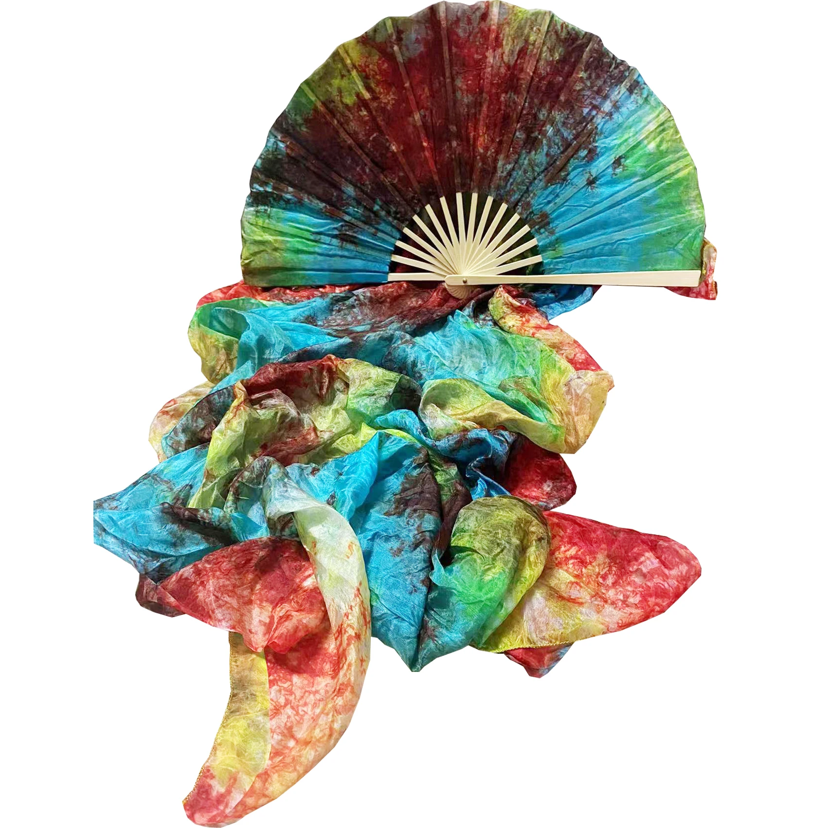 Wholesale Length 180cm Width 90cm Unisex Adult Oriental Belly Dancing Performance Bamboo ribs Fans Veil