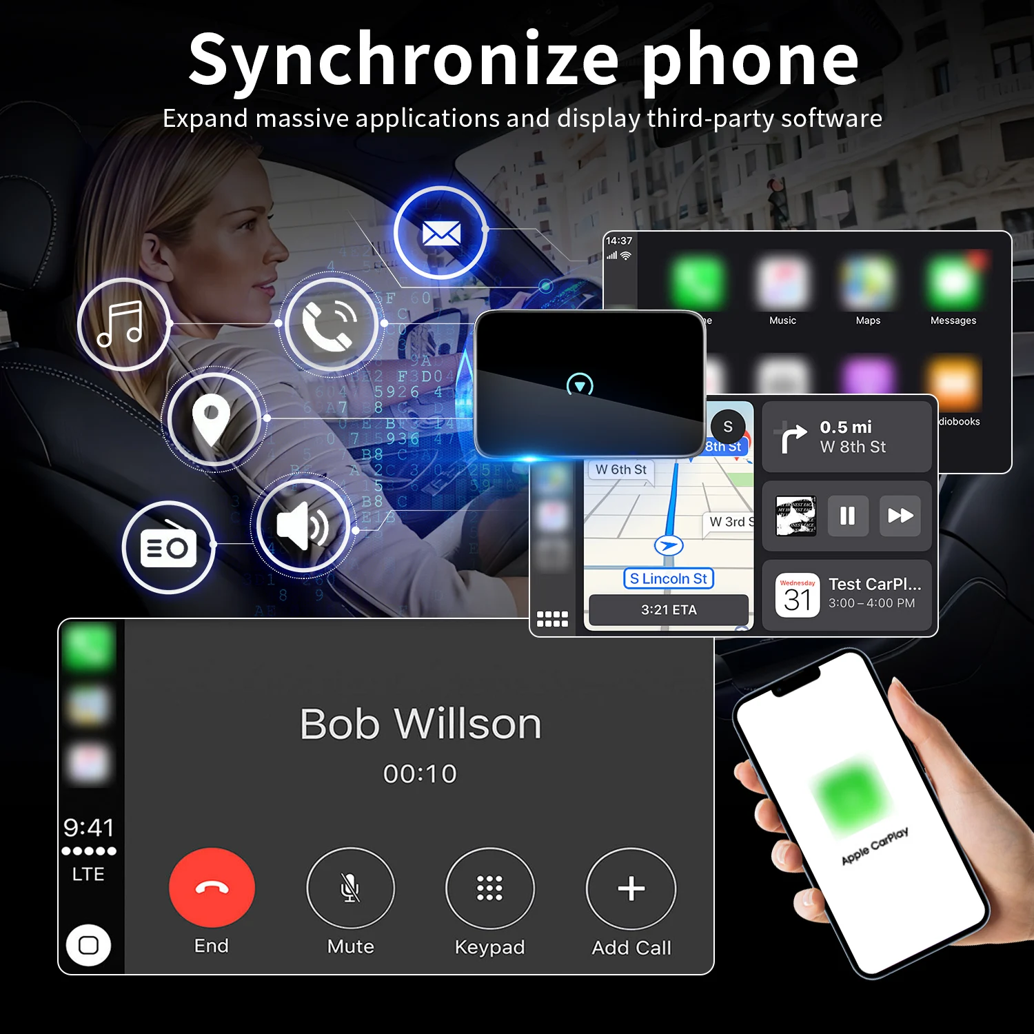 Wireless Carplay AI Box Universal Car Radio Multimedia Video Player Universal Smart Phone Adapter for iOS Android Auto Carplay