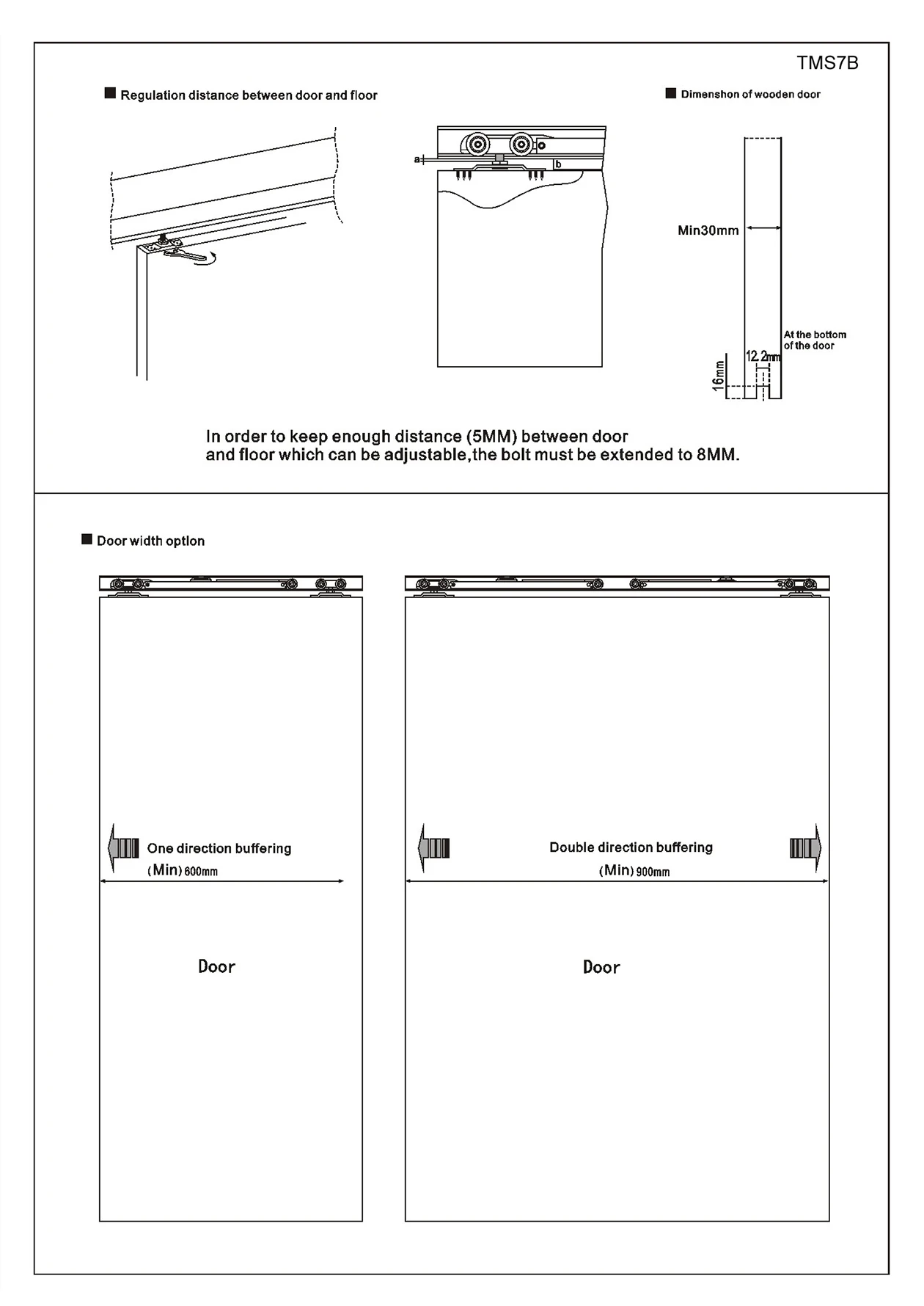 TMS7B Easy Assembly hanging type sliding door roller with double direction soft closing