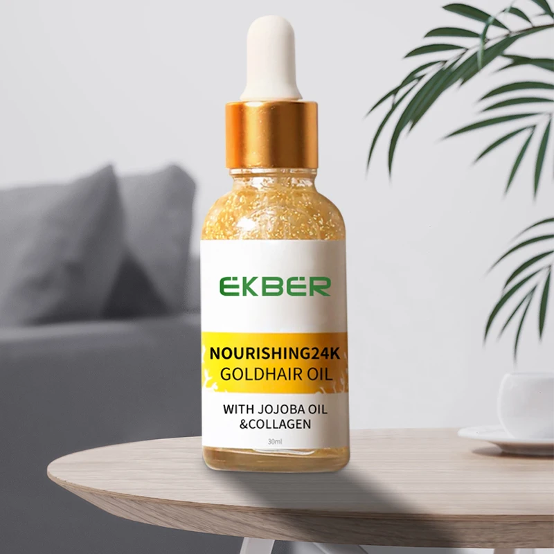 Оптовая продажа высокое качество питательные сухие вьющиеся и поврежденные волосы Золотое масло для волос 24 карат коллагеновое ухода за волосами