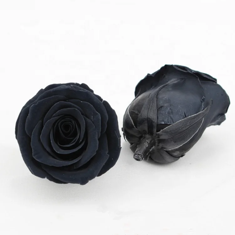 wholesale wedding flowers handmade preserved flower rose 5-6cm black preserved rose head from kunming