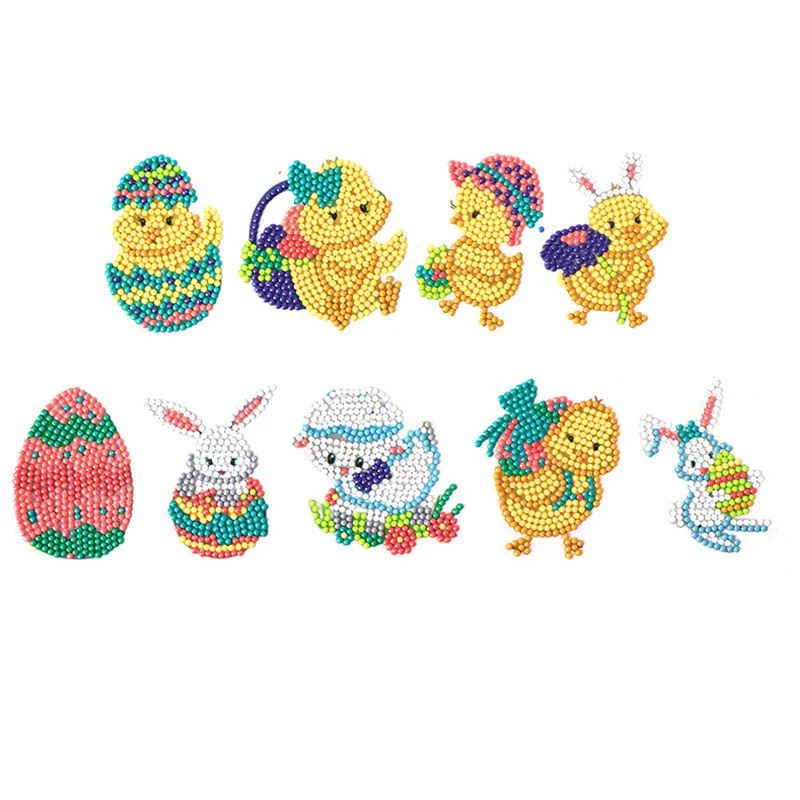 Wholesale Cartoon Child Diamond Mosaic Stickers Rabbit Duck Fox Hedgehog Animal Refrigerator Book  Phone Decor DIY Sticker