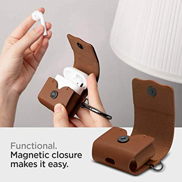 
Retro portable magnetic closure premium leather protective case for airpods pro 