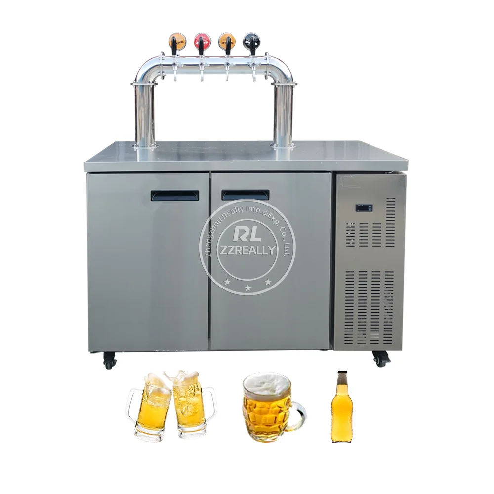 2024 Cold Drink Dispenser With Ice Container Stainless Steel Beer Tower Beverage Dispenser Machine With Stand And Spigot For Par