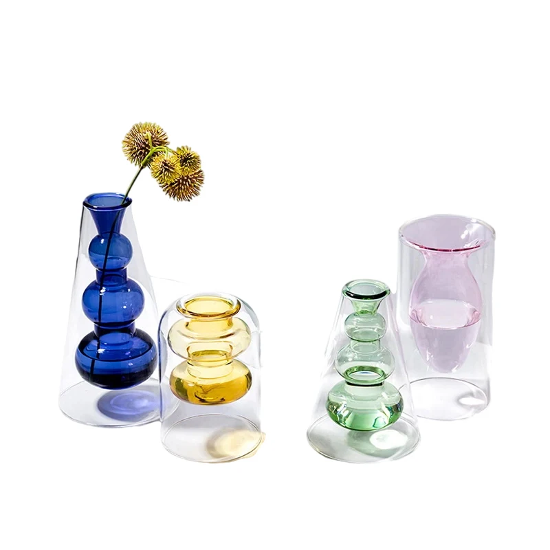 Cheap Price Glass Vase Bottle Mouth Blown Glass Vase For Home Decorating