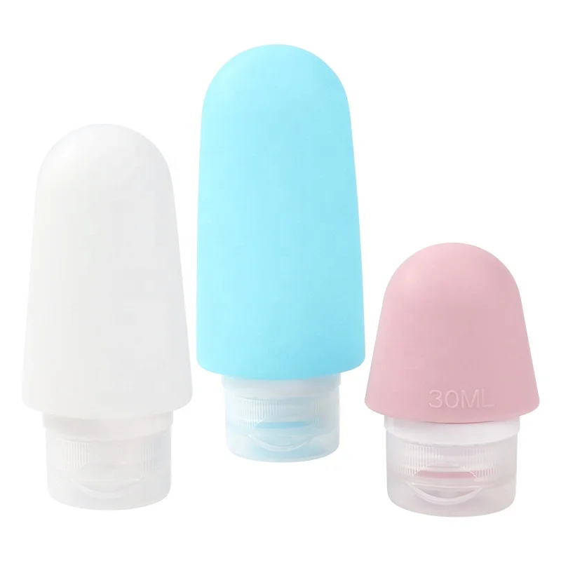 Custom refillable large silicone travel size squeeze shampoo bottle cosmetic silicone bottle dispenser toiletries for travel