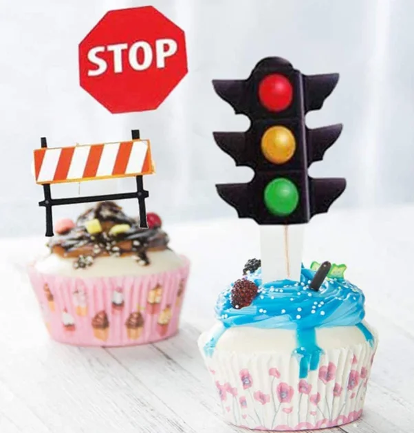 Construction machines cupcake topper truck excavator cake toothpicks decorations for baby shower birthday cake party supplies