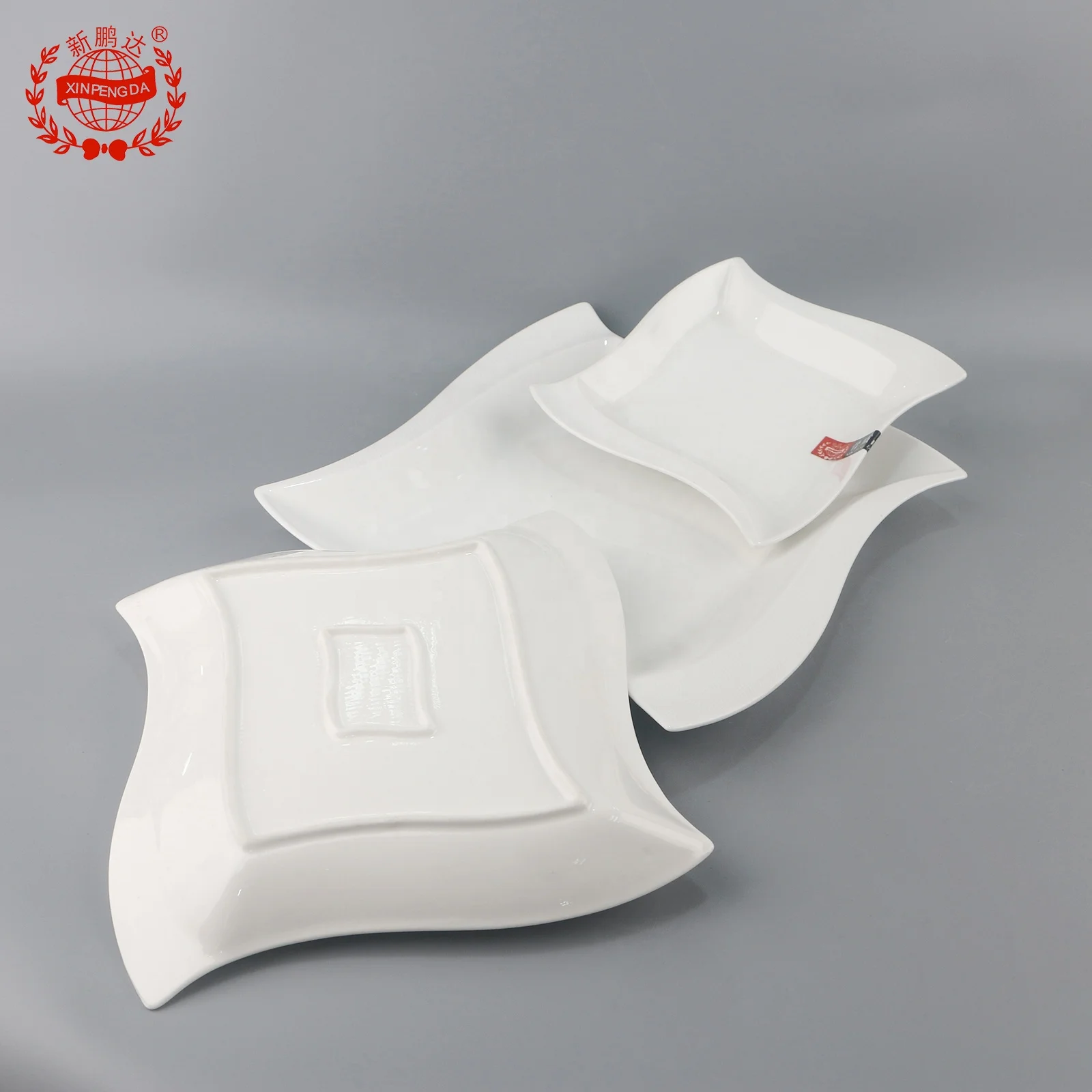 Best welcome good quality wedding rental double lines style corner square soup plate wedding square soup plate