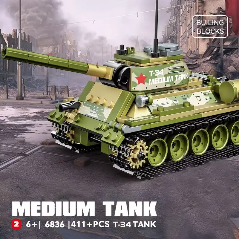 SS WW2 Русский Военный танк армейские игрушки T-34 конструктор sherman l Moc набор строительных блоков для детей
